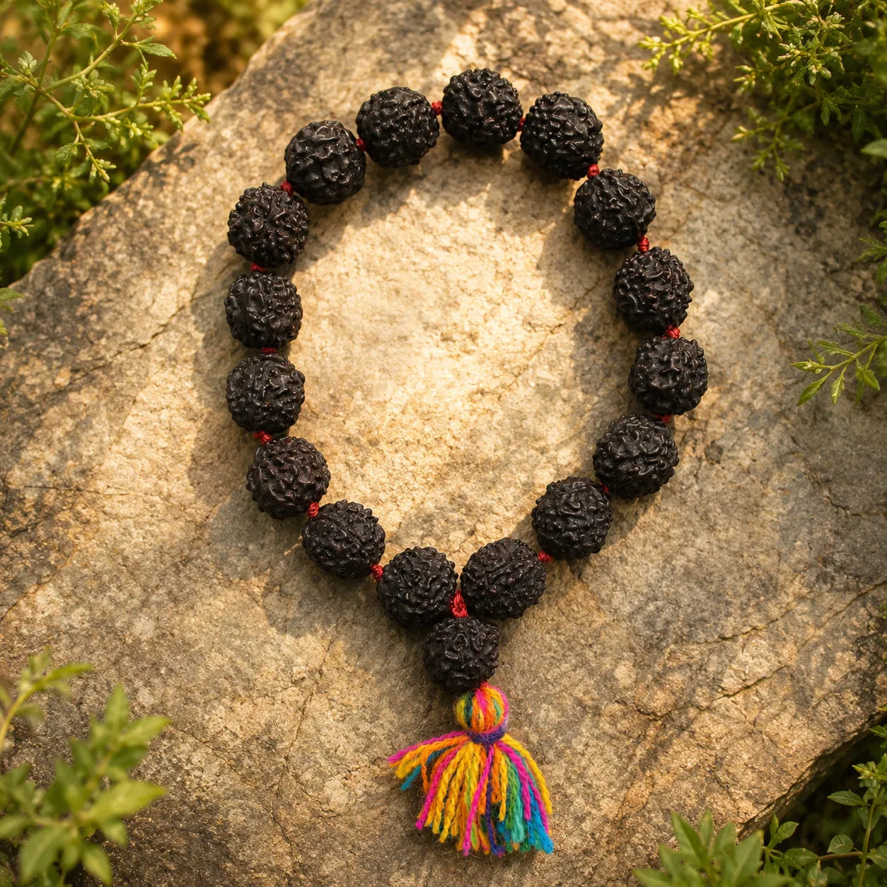 Natural Black Rudraksha Berkho Bracelet with Authentic Black Rudraksha Beads Handmade Spiritual Wrist Mala for Meditation Prayer and Daily Wear