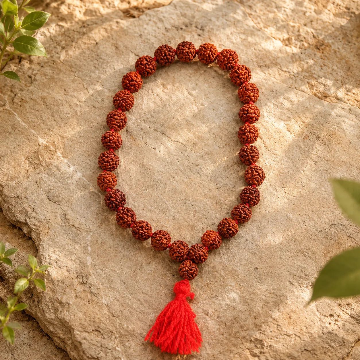 Natural Brown Rudraksha Berkho Bracelet Handmade with Authentic Rudraksha Beads Spiritual Wrist Mala for Meditation Prayer and Daily Wear