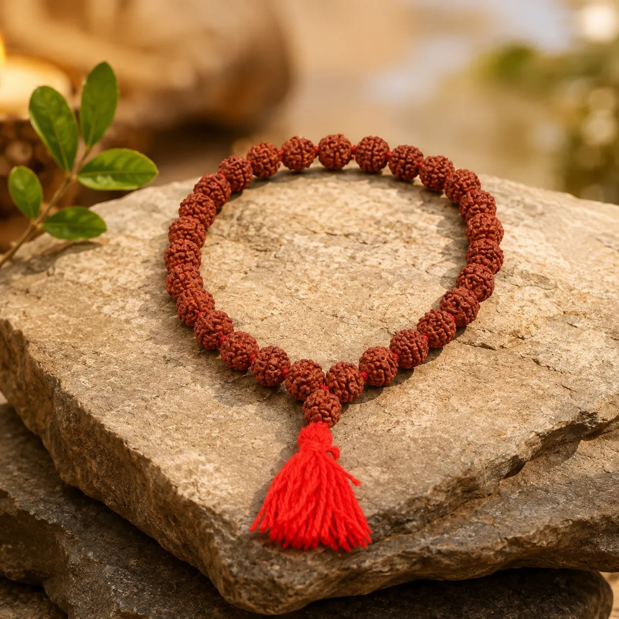 Natural Brown Rudraksha Berkho Bracelet Handmade with Authentic Rudraksha Beads Spiritual Wrist Mala for Meditation Prayer and Daily Wear