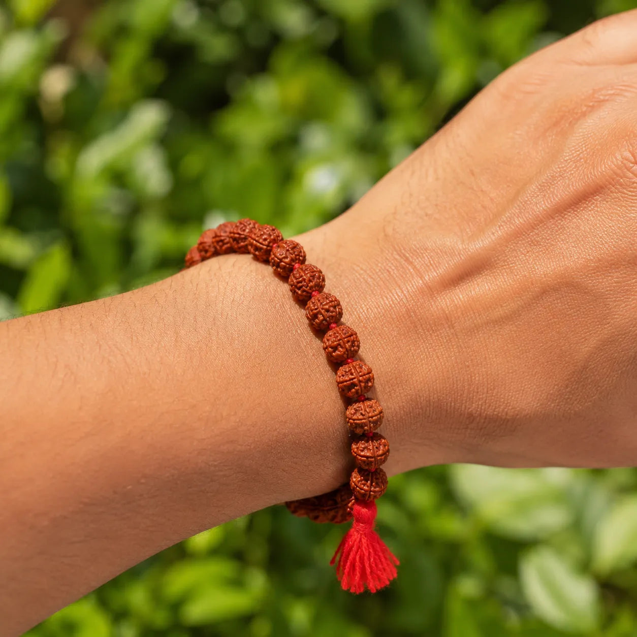 Natural Brown Rudraksha Berkho Bracelet Handmade with Authentic Rudraksha Beads Spiritual Wrist Mala for Meditation Prayer and Daily Wear