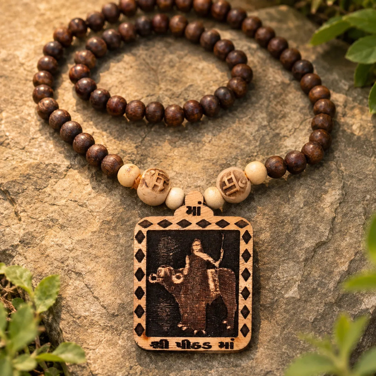 Pithad Mata Pedal Tulsi Mala 108 Beads Original Sacred Tulsi Mala for Prayer Meditation and Spiritual Devotion
