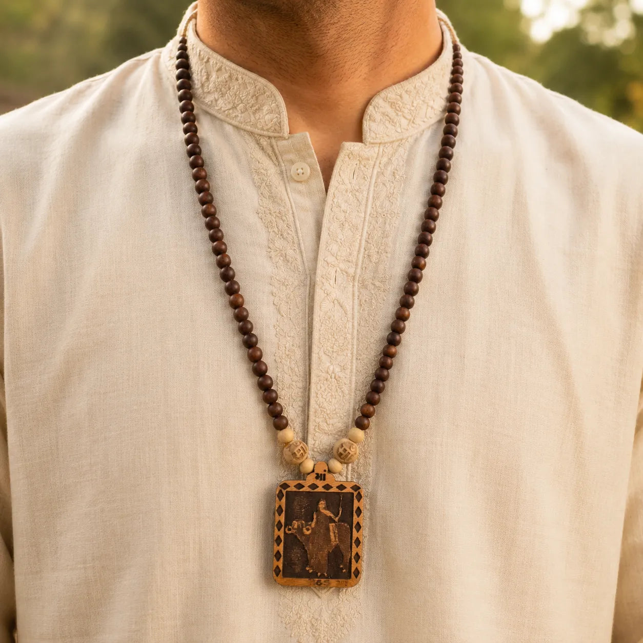 Pithad Mata Pedal Tulsi Mala 108 Beads Original Sacred Tulsi Mala for Prayer Meditation and Spiritual Devotion
