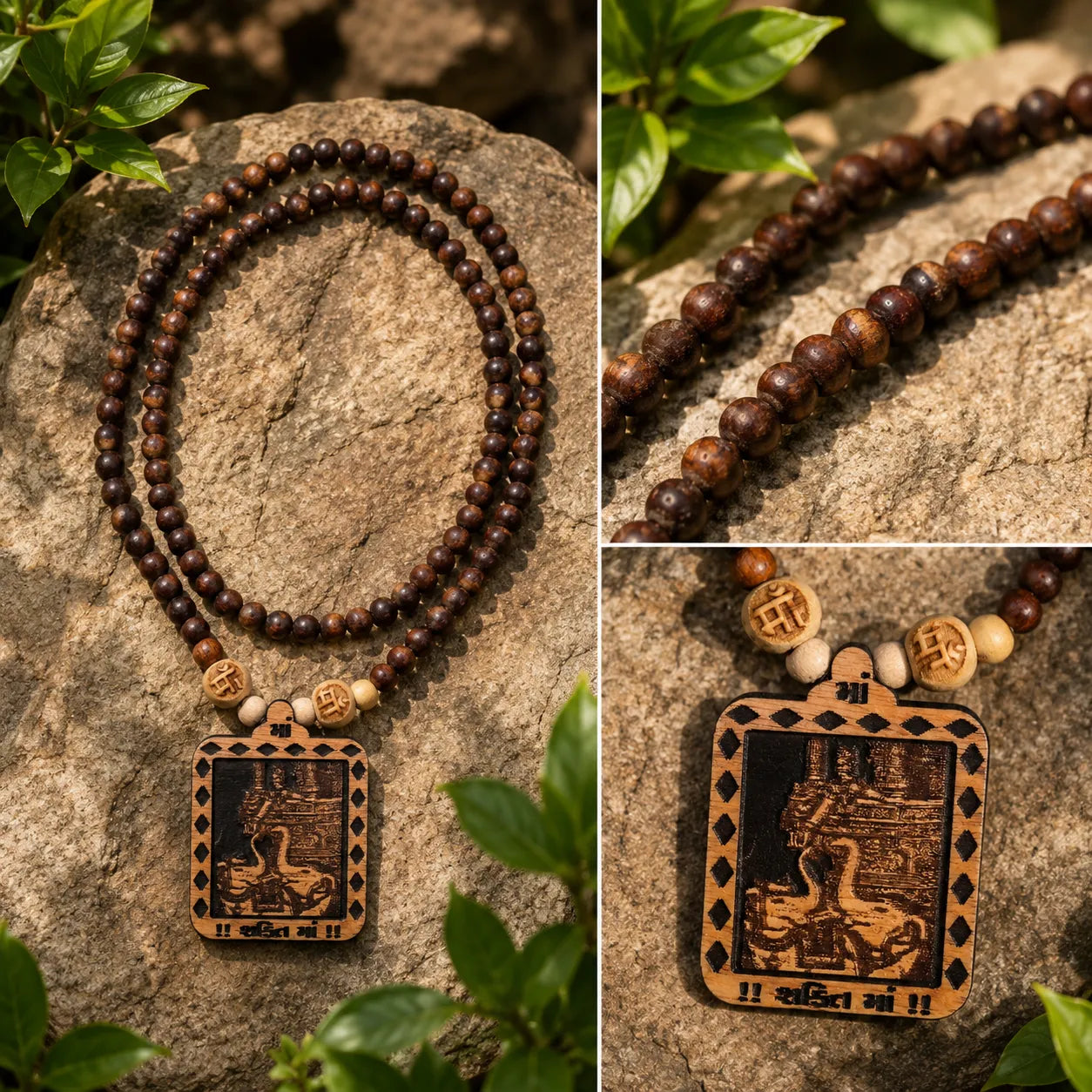 Shakti Ma Pedal Tulsi Mala 108 Beads Original Tulsi Necklace for Prayer Meditation and Spiritual Devotion