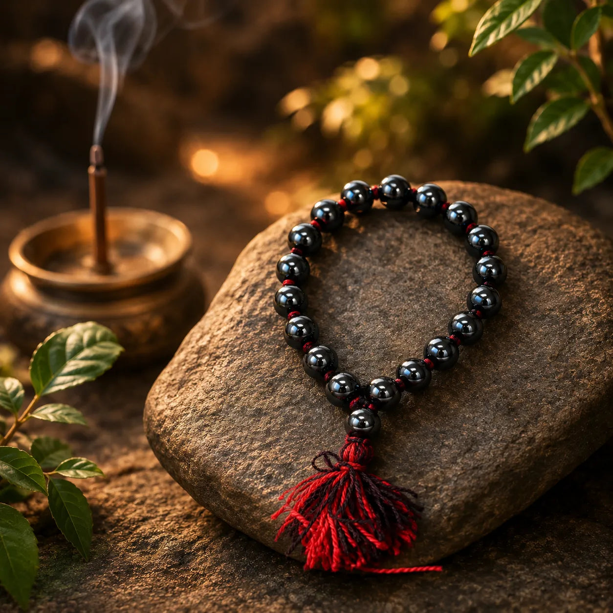 10MM Magnet Stone Bracelet Berkho with Natural Magnetic Hematite Beads and Metallic Black Finish