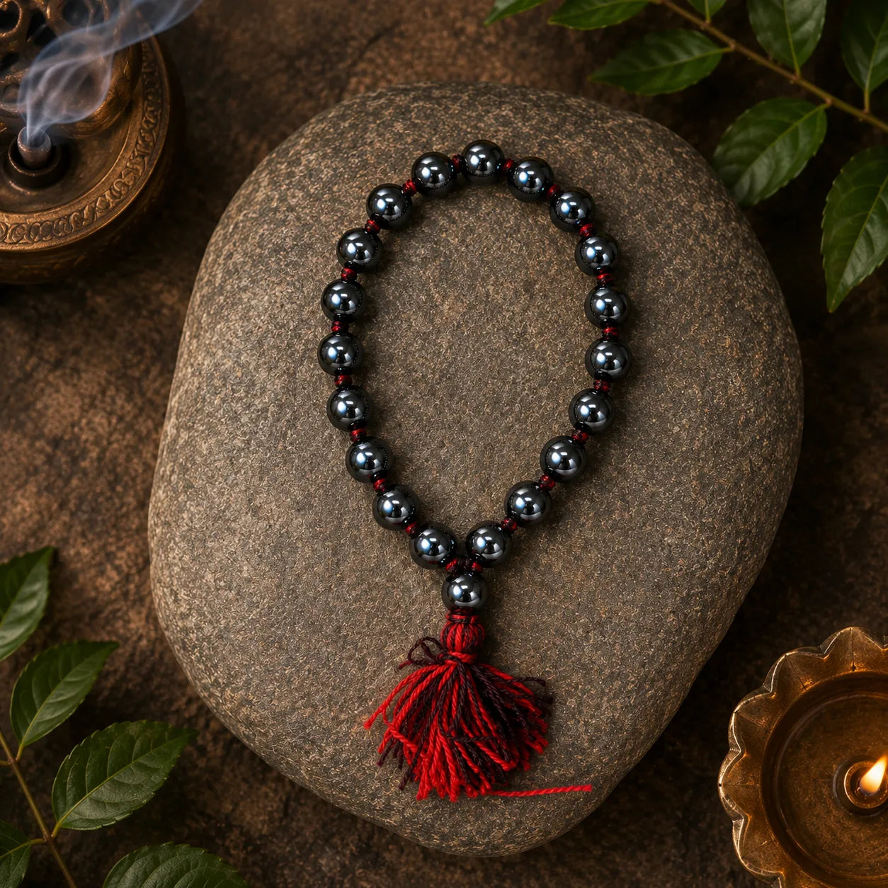 10MM Magnet Stone Bracelet Berkho with Natural Magnetic Hematite Beads and Metallic Black Finish