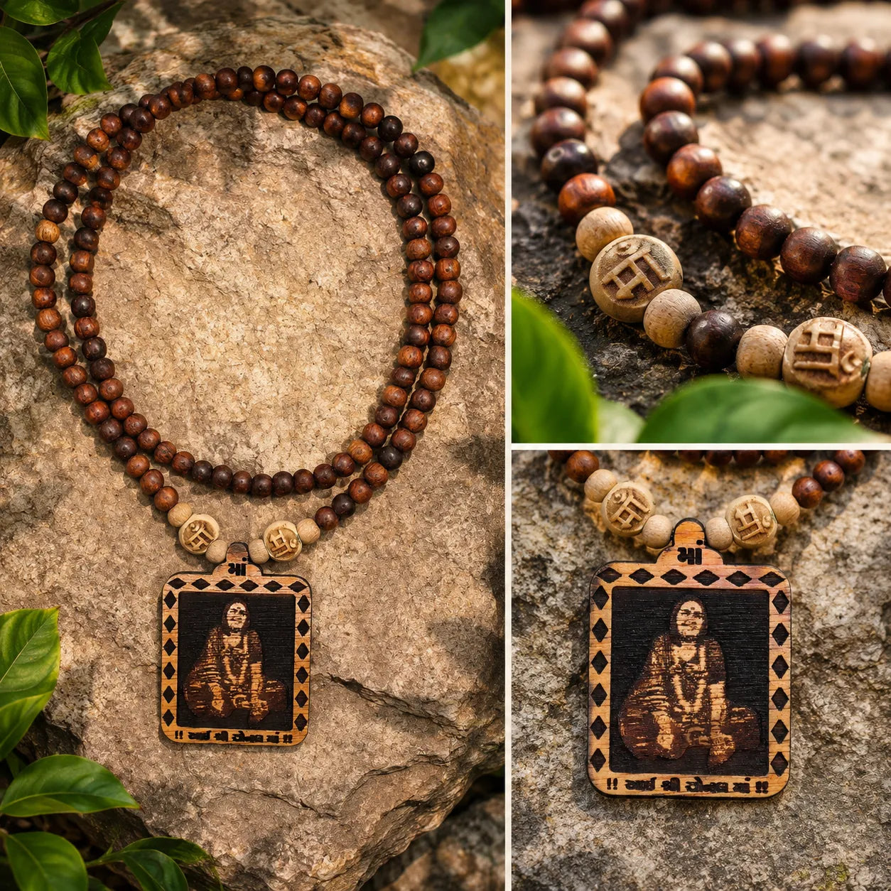 Sonal Mata Pedal Tulsi Mala 108 Beads Original Sacred Tulsi Necklace for Prayer, Meditation and Daily Worship