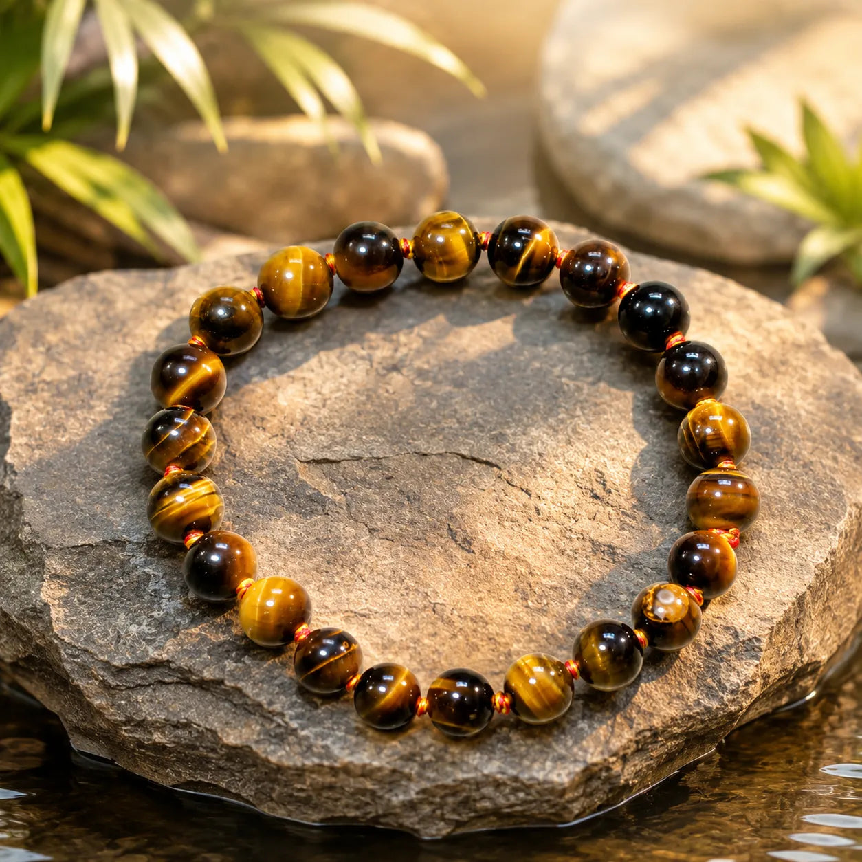 8MM Tiger Eye Stone Bracelet with Natural Golden Brown Gemstone Beads and Glossy Finish for Men and Women