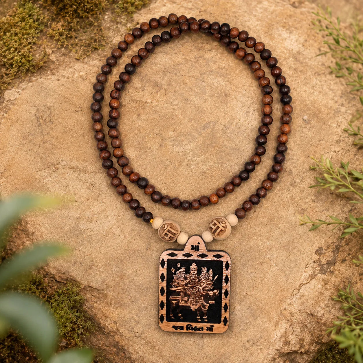 Original Vihat Mata Pendant Tulsi Mala with 108 Natural Tulsi Beads
