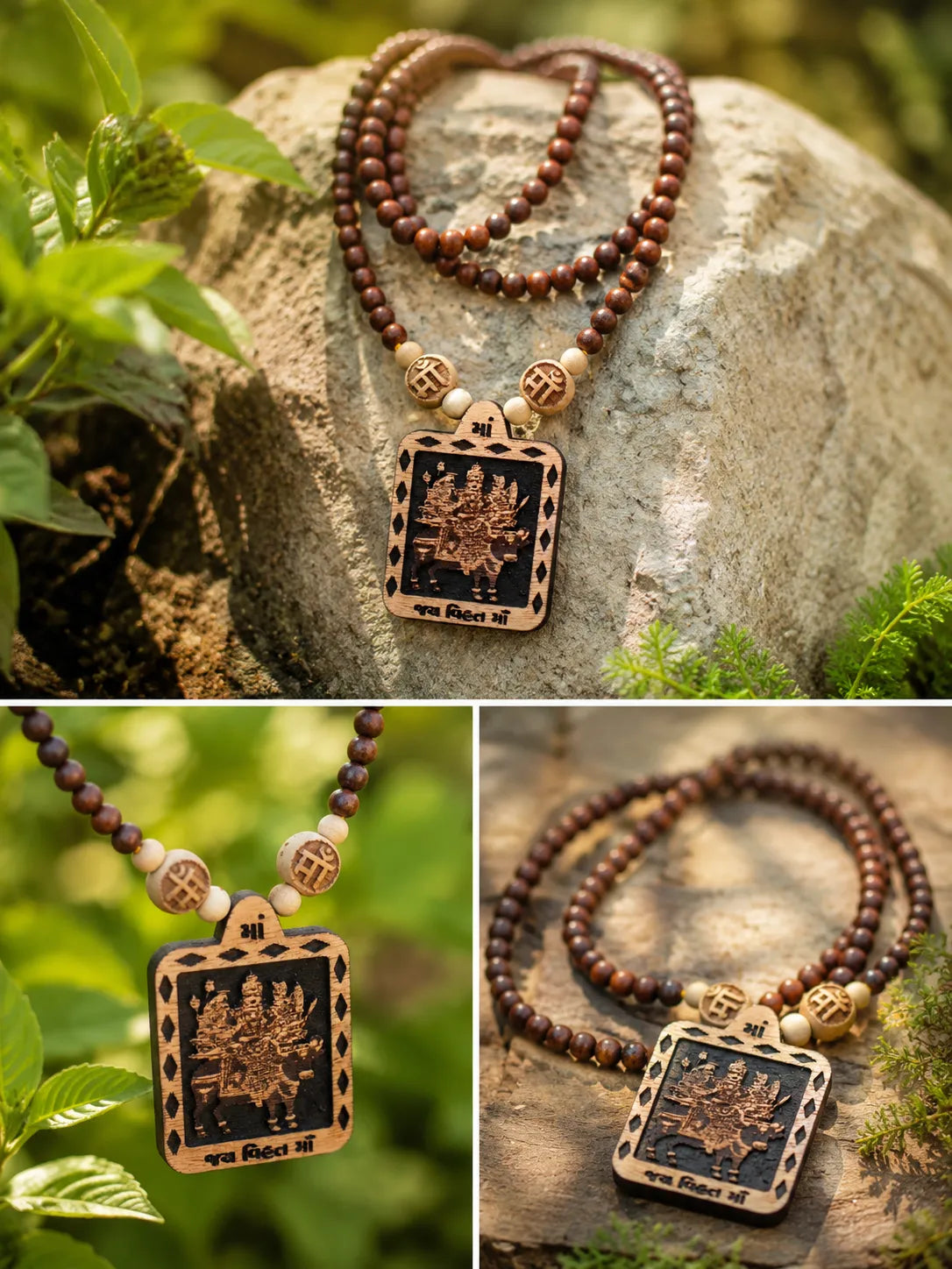 Original Vihat Mata Pendant Tulsi Mala with 108 Natural Tulsi Beads