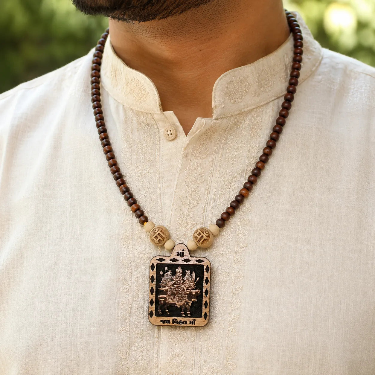Original Vihat Mata Pendant Tulsi Mala with 108 Natural Tulsi Beads