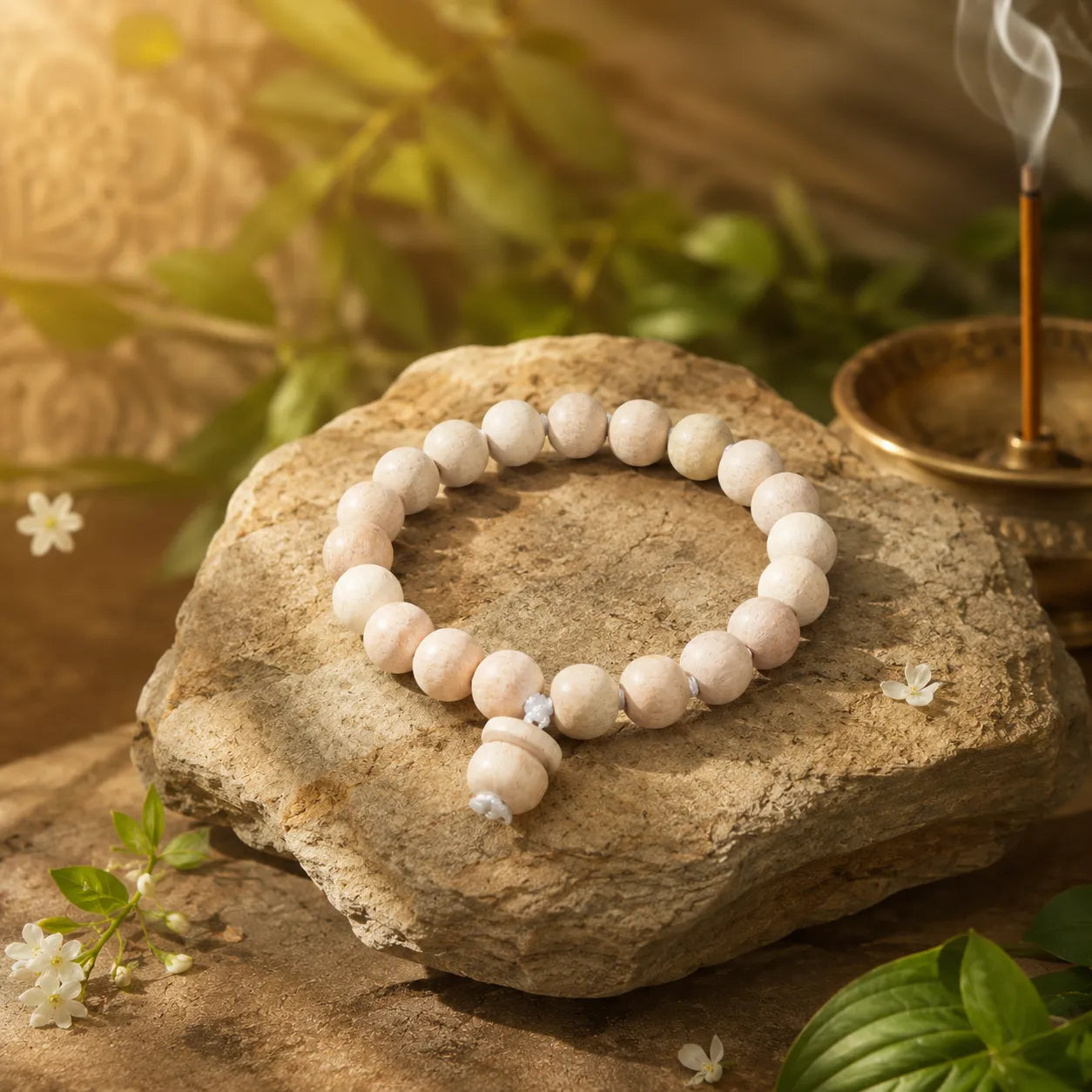 10MM White Color Original Van Tulsi Berkho Bracelet Handmade Natural Tulsi Wood Spiritual Bracelet