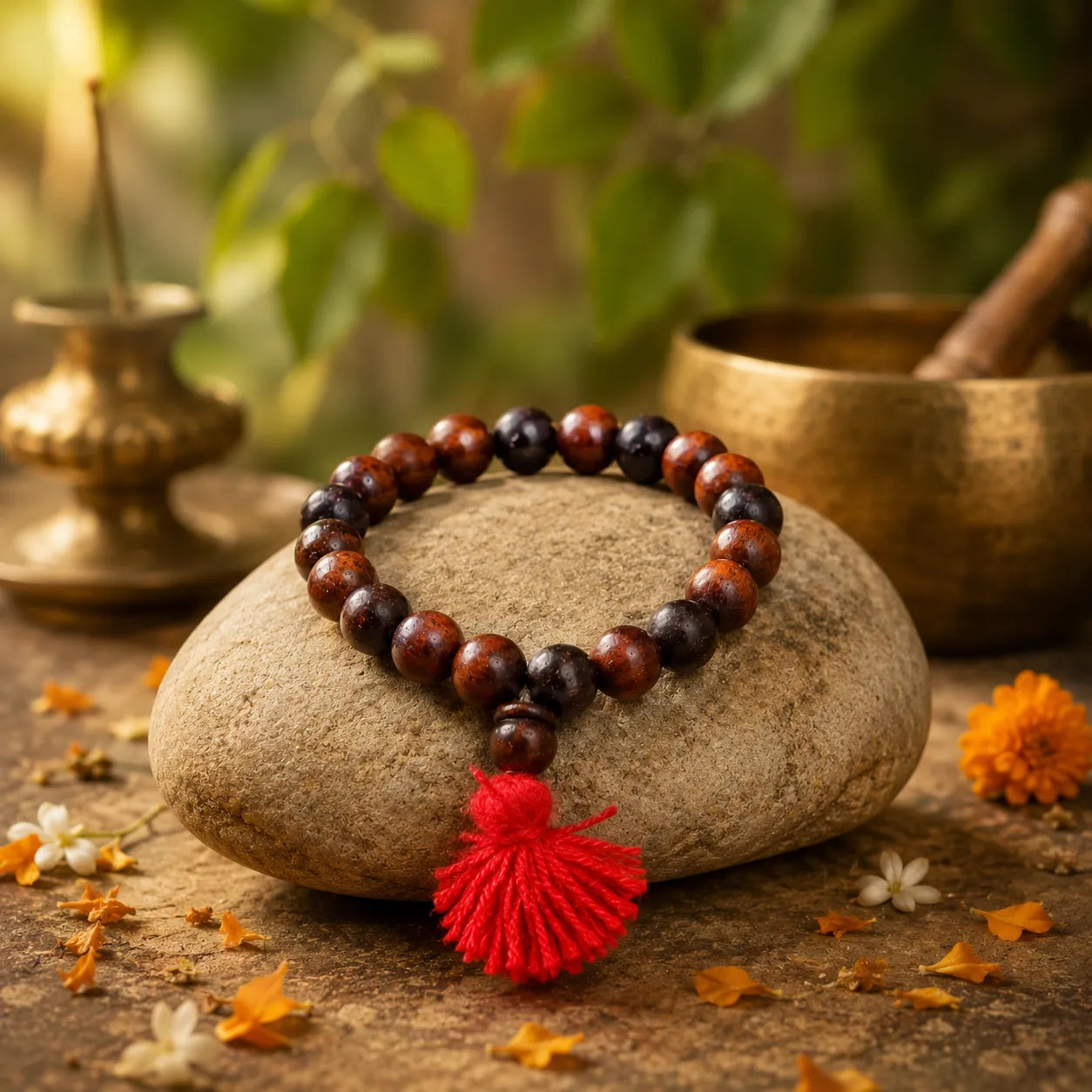 10MM Wooden Color Original Van Tulsi Berkho Bracelet Handmade Natural Tulsi Wood Spiritual Bracelet