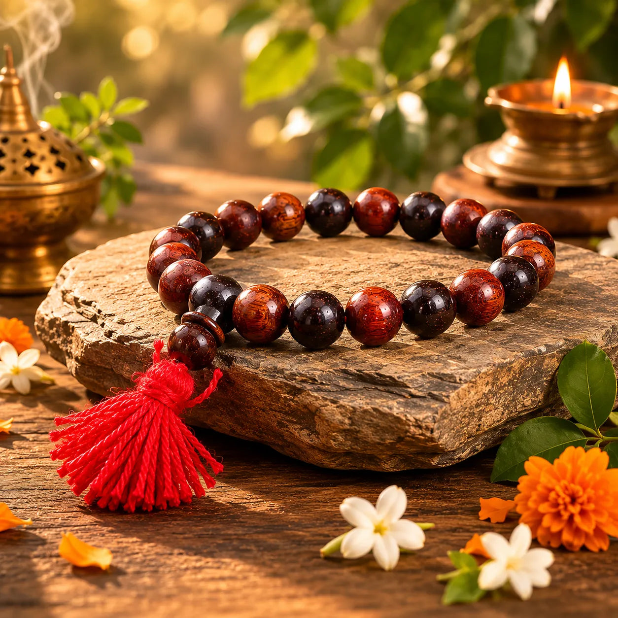 10MM Wooden Color Original Van Tulsi Berkho Bracelet Handmade Natural Tulsi Wood Spiritual Bracelet