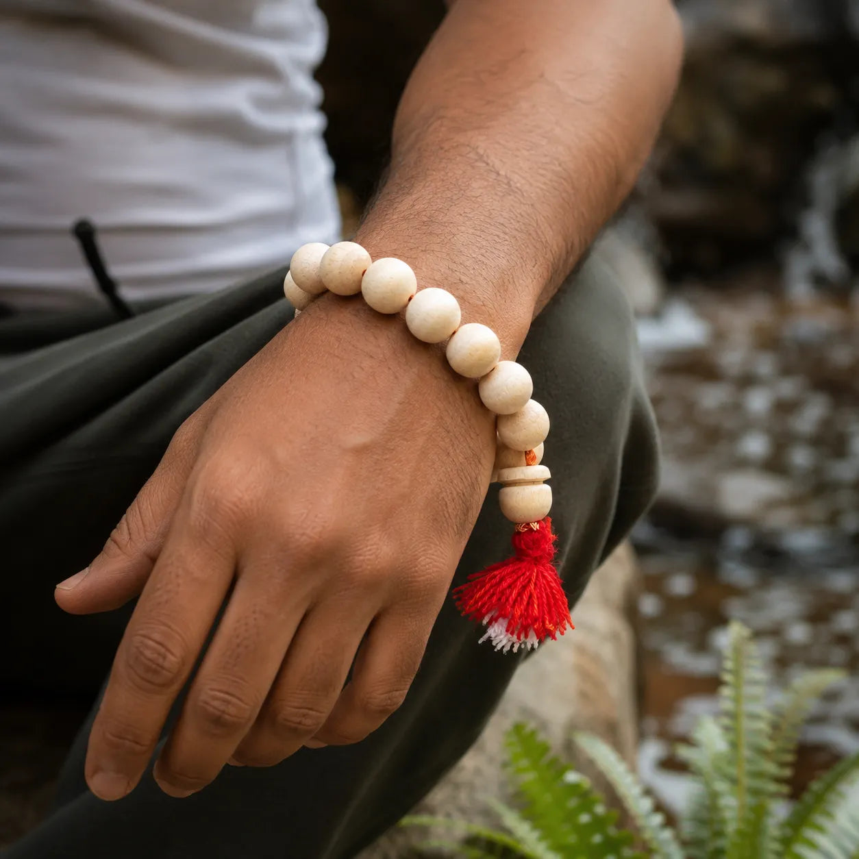 14MM White Color Original Van Tulsi Berkho Bracelet Handmade Natural Tulsi Wood Spiritual Bracelet