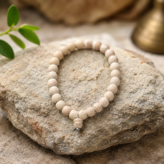 8MM White Color Original Van Tulsi Berkho Bracelet Natural Tulsi Wood Bead Bracelet