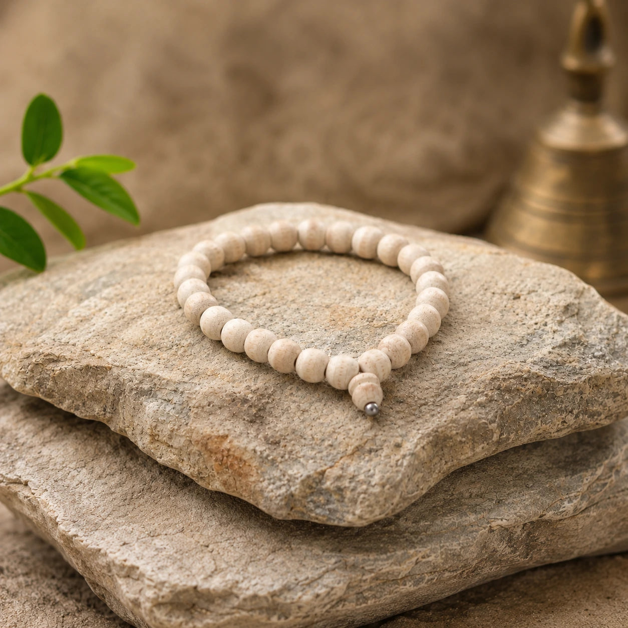 8MM White Color Original Van Tulsi Berkho Bracelet Natural Tulsi Wood Bead Bracelet