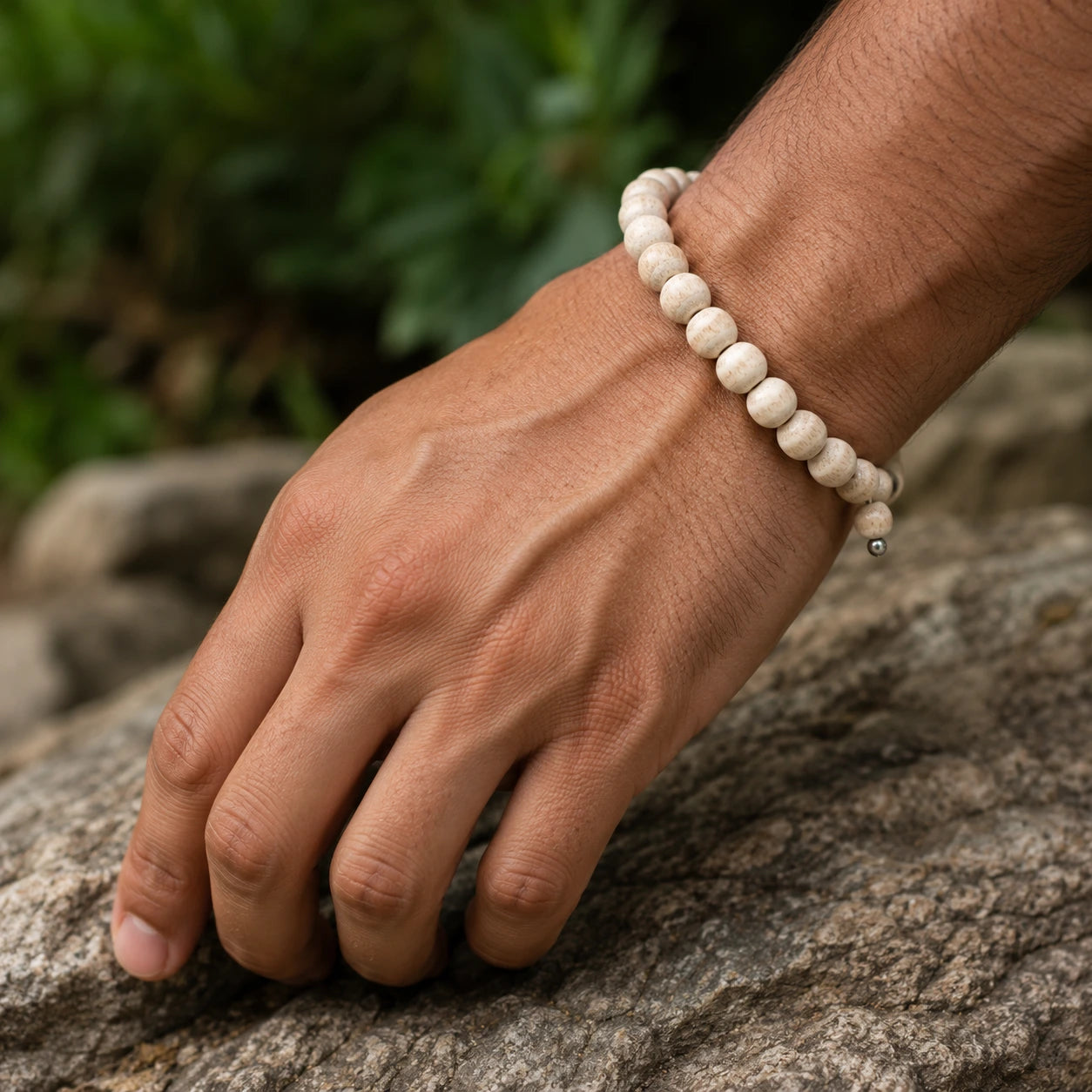 8MM White Color Original Van Tulsi Berkho Bracelet Natural Tulsi Wood Bead Bracelet