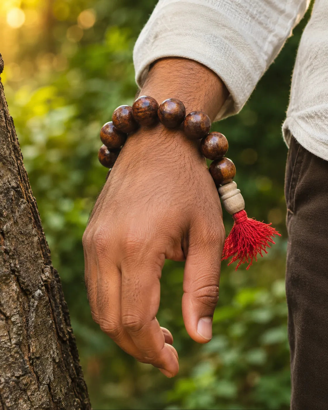 20MM Wooden Color Original Van Tulsi Berkho Bracelet Handmade Natural Tulsi Wood Spiritual Bracelet