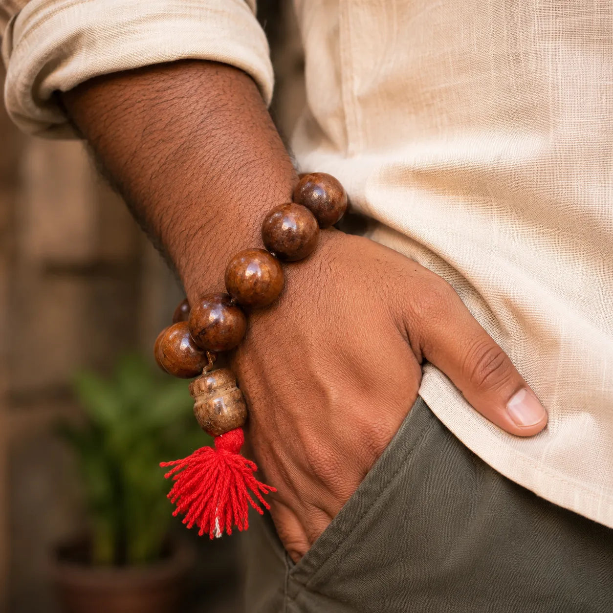 22MM Wooden Color Original Van Tulsi Berkho Bracelet Handmade Natural Tulsi Wood Spiritual Bracelet