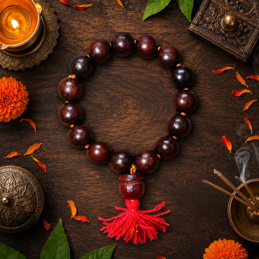 16MM Wooden Color Original Van Tulsi Berkho Bracelet Handmade Natural Tulsi Wood Spiritual Bracelet